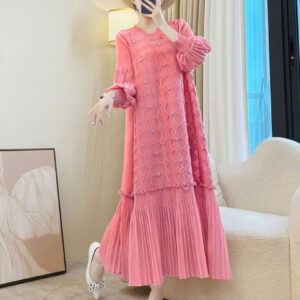 Đầm xếp ly dập ly vải việt